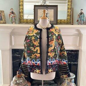 NWOT reversible amazing Gold Dragon oriental print jacket.Reverse classic black